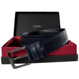 Fossil Lacivert Desenli Hakiki Deri Spor Erkek Kemeri 4Cm-115Cm