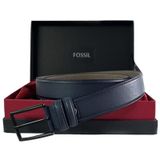 Fossil Lacivert Duz Dikis Suni Deri 3,5 Cm Erkek Kemeri -125Cm