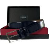 Fossil Lacivert Hakiki Deri Rugan 3,5 cm Erkek Kemeri - 125 cm