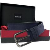 Fossil Lacivert Rengi Hakiki Deri 4 cm Erkek Kemeri - 110 cm