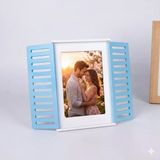 Fotoğraf Çerçevesi Ahşap Mavi Pencereli 13X18cm Fotoğraf Dahil