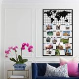 Fotoğraf Ekranı için Metal Dünya Haritası Paneli, İç Ekran Paneli, Metal Hafıza Kartı, Mesh Not Panosu, Fotoğraf Teşhir Panosu (19" G x 30" Y / 48x75 cm)