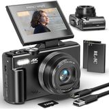 Fotoğraf ve Vlog Için Dijital Kamera, 3 Inç 180 ° Flip Ekranlı 4K Otomatik Odaklama Youtube Kam - Çok Renkli