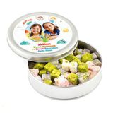 Fotoğraflı 23 Nisan Hediyesi Çifte Kavrulmuş Lokum (Metal Yuvarlak Kutu) 300g