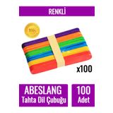 Fotografyabaskı 100 Adet Renkli Abeslang Tahta Dil Çubuğu Basacağı - Ağda Spatulası, Spatula