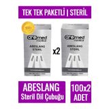 Fotografyabaskı 100'lü 2 Kutu Steril Abeslang Tek Tek Paketli Tahta Dil Çubuğu Basacağı (2 KUTU) 100x2 Tek Tek
