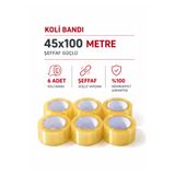 Fotografyabaskı 6 Adet Koli Bandı 45 Mm X 100 Mt Şeffaf Güçlü Yapışkanlı Kopmayan Bant Bandı (6 ADET)