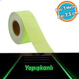 Fotolümen Gece Parlayan 7.5 cm Yeşil Reflektörlü Fosforlu Reflektif Düz Şerit Bant 1 mt Ikaz Bandı