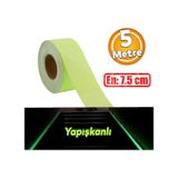 Fotolümen Gece Parlayan 7.5 Cm Yeşil Reflektörlü Fosforlu Reflektif Düz Şerit Bant 5 Mt İkaz Bandı