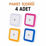 Fotoselli Gece Lambası 4'lü Set, Çok Renkli