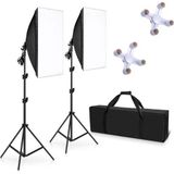 Fototek 50X70Cm Softbox 4 Duylu Ikili Sürekli Işık Seti Foto Video Ürün Çekim Makyaj 50X70 Softbox Çantalı