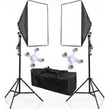 Fototek 50X70Cm Softbox 4 Duylu Ikili Sürekli Işık Seti Youtube Makyaj Toplam 8 Duy 8 Adet Ampullü