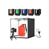 FototekFotograf Puluz 40 x 40CM LED Işıklı Ürün Fotoğraf Çekim Çadırı Katlanabilir Portatif 30W 5500 Kelvin