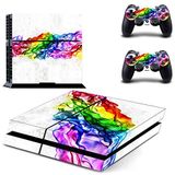 FOTTCZ PS4 Kaplama Tüm Gövde Vinil Kaplama Çıkartma Çıkartma Kapak Playstation 4 Konsol ve İki Kumanda için - Gökkuşağı Bant