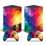 FOTTCZ Sadece Xbox Serisi X Konsol ve Kumandalar için Vinil Kaplama, Çıkartma Dekorasyon ve Ekipman Yüzeyini Korur, Çok Renkli Üçgen