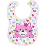 Four Clovers Sıvı Geçirmez Kız Bebek Mama Önlüğü - 0 - 2 Yaş - Beyaz - Açık Pembe