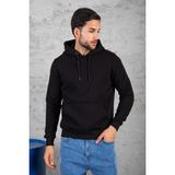 Four Man Erkek Standart Fit Içi Polarlı 3 Iplik Kapüşonlu Kanguru Cepli Pamuklu Sweatshirt - XL - Siyah