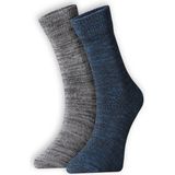 FourSolos Unisex, 2'li Mavi Melanj-Gri Melanj Pamuklu Rahat Kalın Kışlık Soket Bot Çorabı, 38-44 - Mavi - Gri - 38 - 44