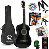 FOURTUNE Luca C-180BK Siyah Klasik Gitar Seti 4/4 Akçaağaç Klavye ile Premium Ses Kalitesi