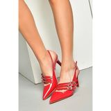 Fox Shoes 11911 Kırmızı Kadın Rugan Topuklu Ayakkabı