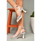 Fox Shoes 12050 Gümüş Kadın Saten Kumaş Abiye Ayakkabı