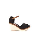Fox Shoes 9674040505 Siyah Keten Dolgu Topuklu Ayakkabı