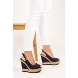 Fox Shoes 9674070805 Lacivert Dolgu Topuklu Ayakkabı