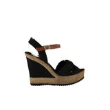 Fox Shoes 9674071005 Siyah Keten Dolgu Topuklu Ayakkabı