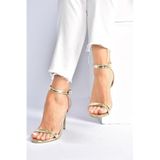 fox SHOES Altın Kadın Topuklu Ayakkabı B922112634, Altın, 39