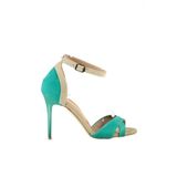Fox Shoes B922113802 Yeşil-Ten Süet Topuklu Ayakkabı