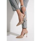 Fox Shoes Bej File Boncuk İşlemeli İnce Topuklu Ayakkabı, 37, Y7522763, Bej-File, Kadın