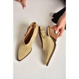 Fox Shoes Bej Hakiki Deri Süet Western Topuklu Ayakkabı, 38, U6543041, Bej-Süet, Kadın