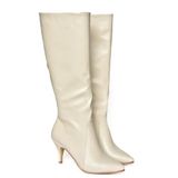 fox SHOES Bej İnce Topuklu Kadın Çizme, Bej-Suni Deri, 39