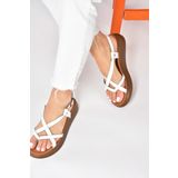 Fox Shoes Beyaz Hakiki Deri Parmak Arası Kadın Sandalet M291050703