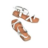 fox SHOES Beyaz Hakiki Deri Parmak Arası Kadın Sandalet M291841203, Beyaz-Hakiki Deri, 40