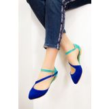 Fox Shoes D726016902 Saks Mavi Su Yeşili Kadın Babet