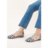 Fox Shoes D726537304 Siyah Beyaz Mavi Kadın Babet