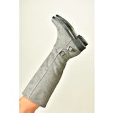 Fox Shoes E726203402 Gri Süet Kısa Topuklu Kadın Çizme