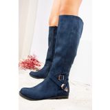 Fox Shoes E726203402 Lacivert Süet Kadın Çizme