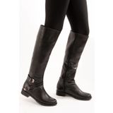 Fox Shoes E726203409 Siyah Cilt Suni Deri Kadın Çizme