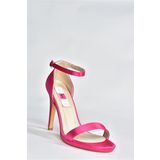 Fox Shoes Fuşya Saten Kumaş Ince Bantlı Kadın Topuklu Abiye Ayakkabı M348072404