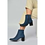 Fox Shoes G654013102 Lacivert Süet Alçak Topuklu Kadın Bot