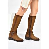 Fox Shoes G674240109 Vizon Suni Deri Kısa Topuklu Günlük Kadın Çizme