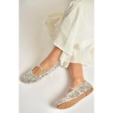 Fox Shoes Gümüş Kumaş Pullu Babet, 40, Y2503220, Gümüş-Pullu, Kadın