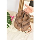 Fox Shoes H777786002 Kahverengi Kadın Süet Sandalet