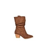 fox SHOES J404040002 Kahverengi Süet Kalın Topuklu Kadın Bot, Kahverengi-Süet, 39