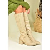 Fox Shoes J848300102 Ten Süet Alçak Topuklu Günlük Kadın Çizme