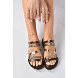 Fox Shoes K374680103 37 Kahverengi Bronz Hakiki Deri Kadın Sandalet