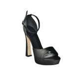Fox Shoes K404580104 Siyah Saten Kumaş Platform Kalın Kadın Topuklu Ayakkabı