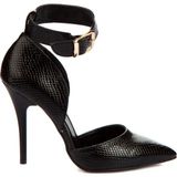Fox Shoes K654073307 Siyah Yılan Baskı Kadın Topuklu Ayakkabı